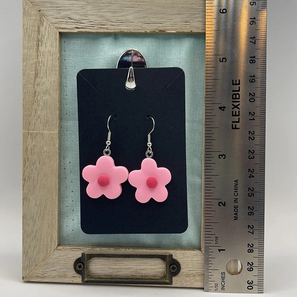 3 For $20 Cute Pink Flower Acrylic Earrings - Lightweight Dangle  “You Pick 3” - Picture 3 of 7